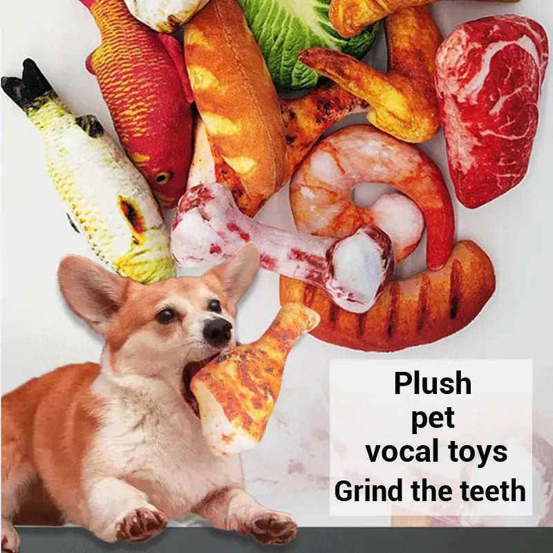 Pet Dog Toys Plush for Small Dogs Soft Squeak Bite Resistant Teeth Chew Simulation Vegetable Meet Perro Supplies Accessories