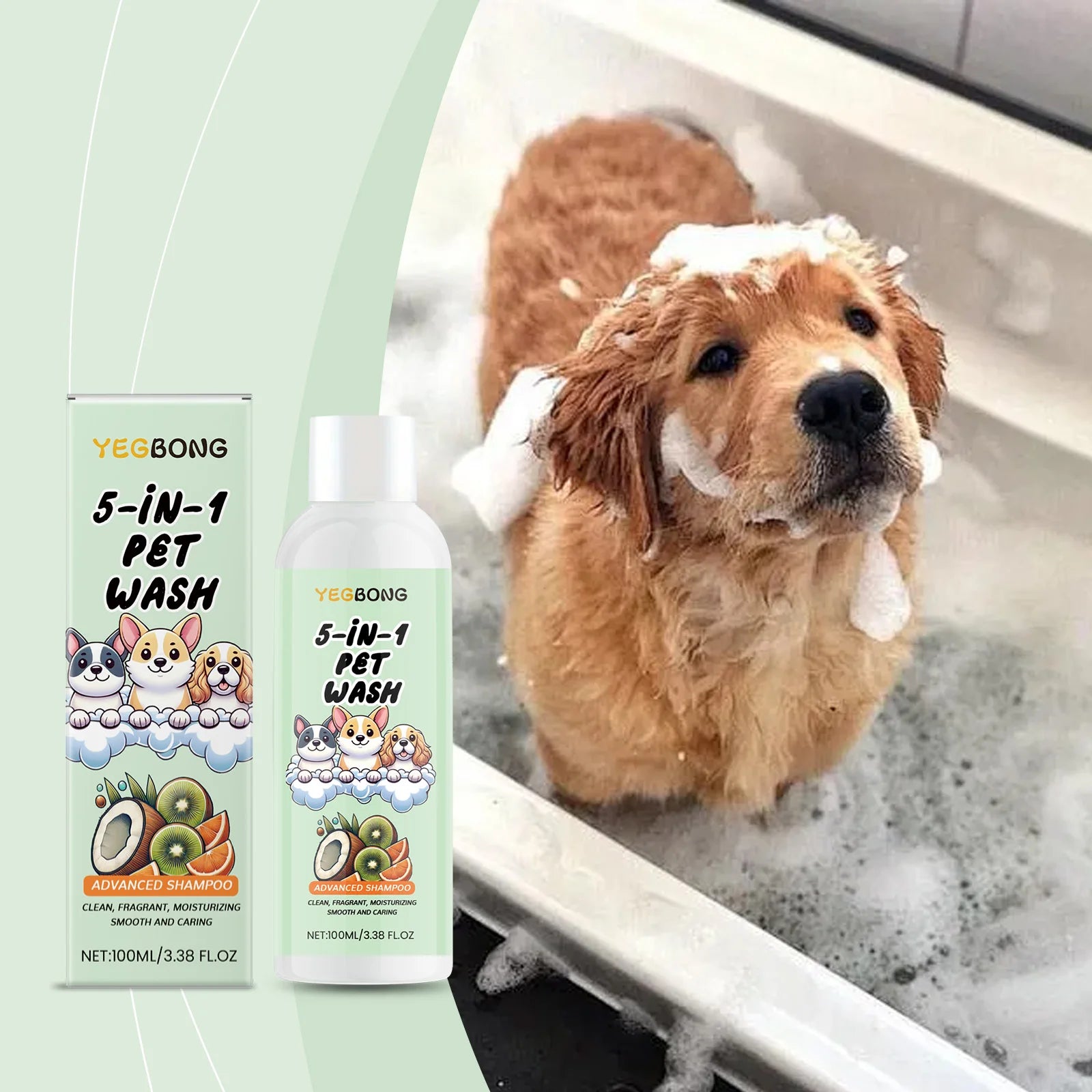 5-in-1 Pet Shampoo for Dogs & Cats, Botanical Extracts Nourishes Prevents Matting Easy Combing,