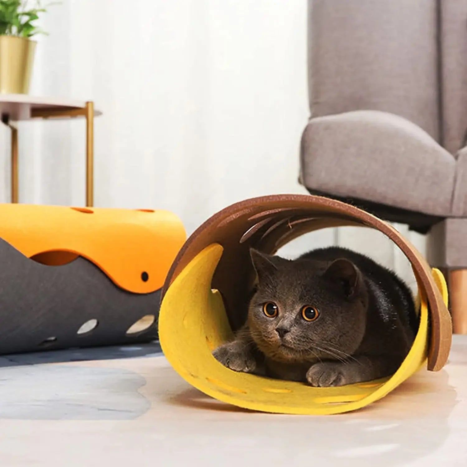 Cat Tunnels Bed Foldable Pet Tunnel Tube Bed with Holes DIY Cats Play Mat Cat Activity Rug Toy for Interacti