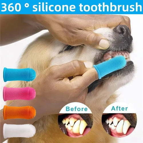 360 Silicone Pet Finger Toothbrush Dog Cat Oral Care Glove Full Range Teeth Cleaning BPA Free Gentle Gum Massage Tool Durable