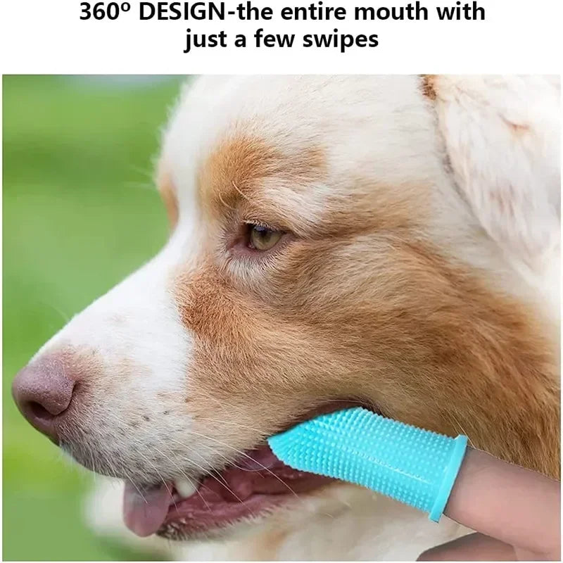 360 Silicone Pet Finger Toothbrush Dog Cat Oral Care Glove Full Range Teeth Cleaning BPA Free Gentle Gum Massage Tool Durable