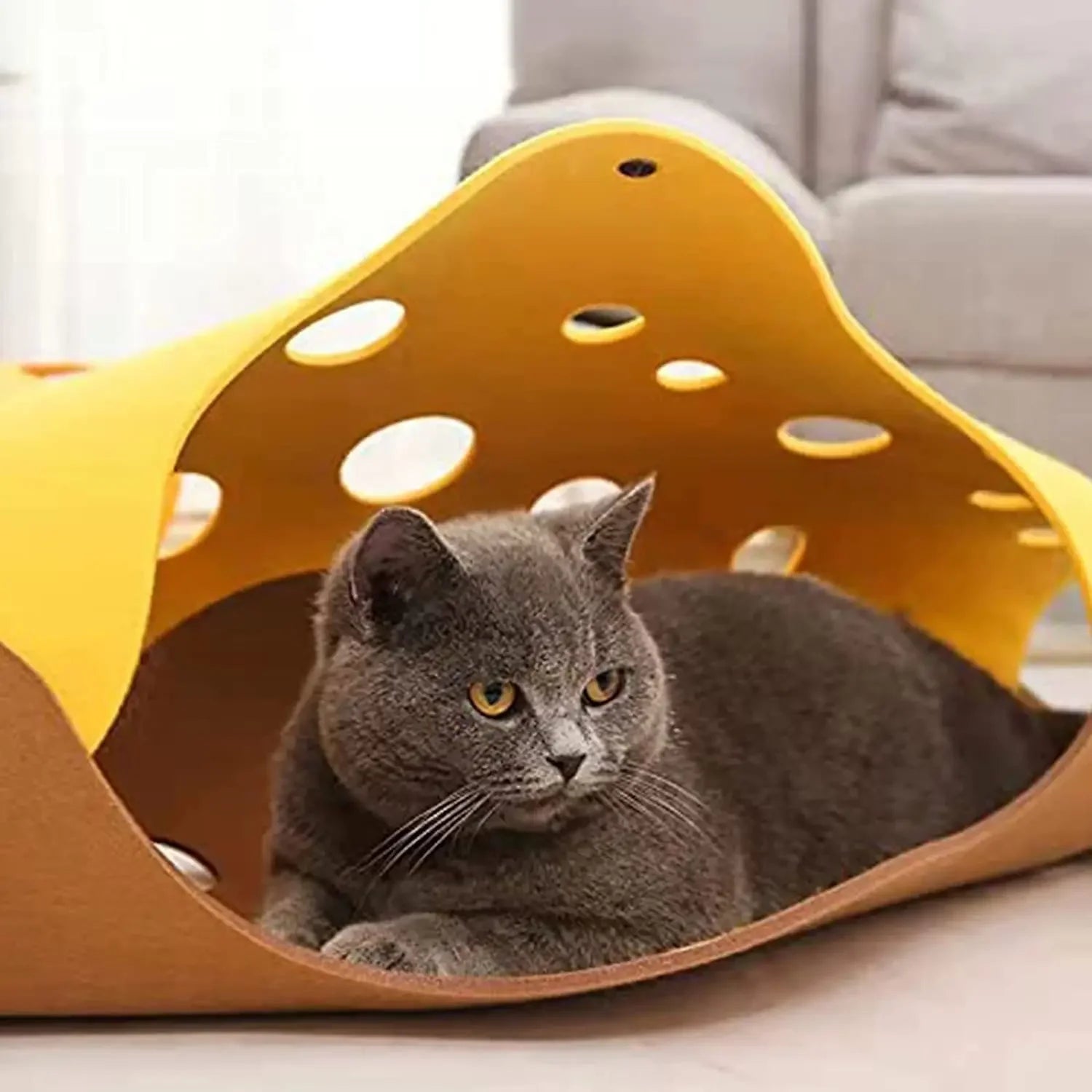 Cat Tunnels Bed Foldable Pet Tunnel Tube Bed with Holes DIY Cats Play Mat Cat Activity Rug Toy for Interacti