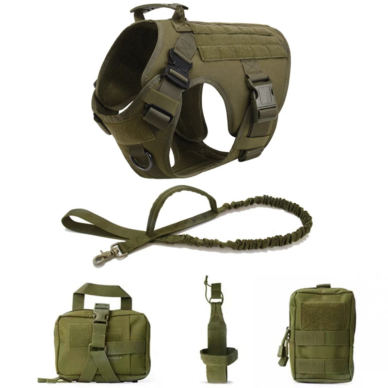 Arnés táctico militar para perros grandes – Set de entrenamiento con correa
