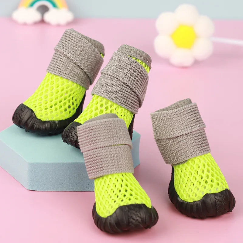 Pet Small Dog Shoes Spring and Summer Hollow Breathable Elastic Soft Sticky Shoes Durable Soft Sole Anti slip Pet Shoes