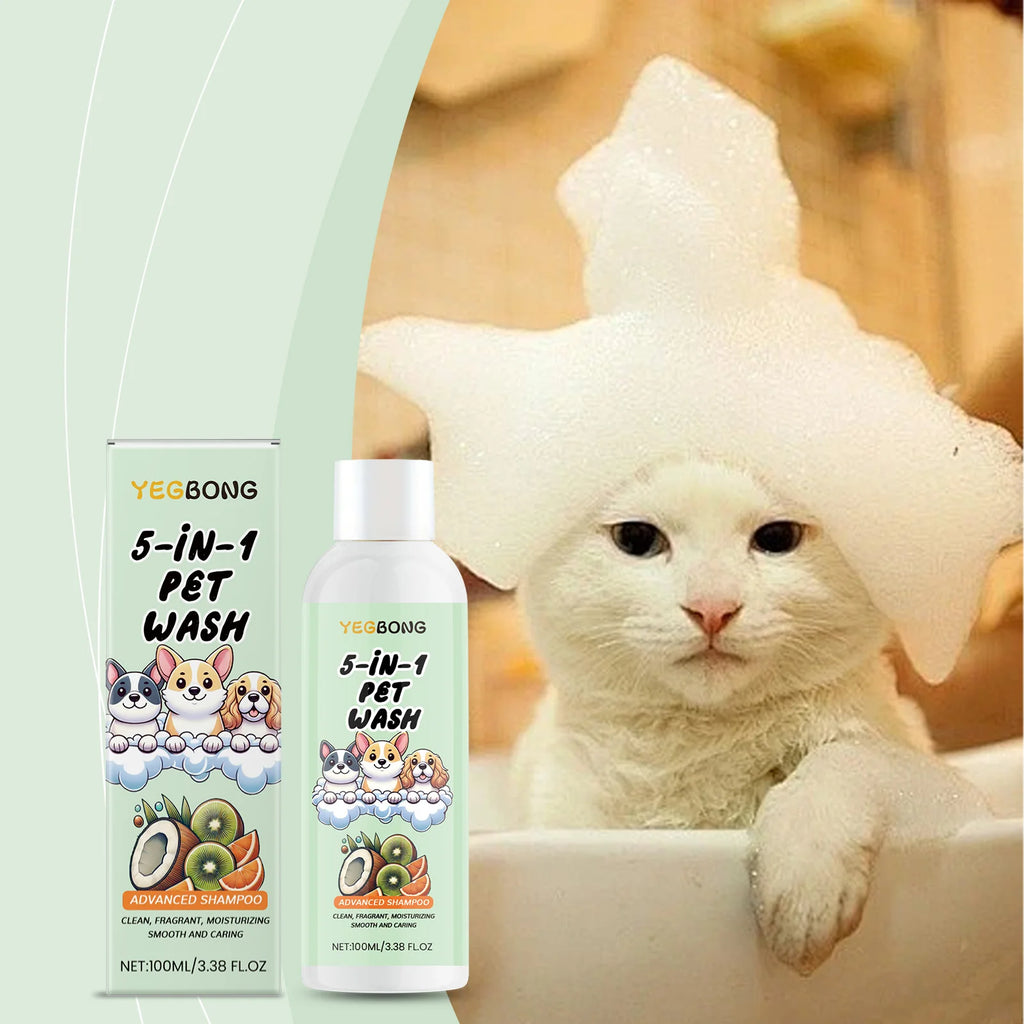 5-in-1 Pet Shampoo for Dogs & Cats, Botanical Extracts Nourishes Prevents Matting Easy Combing,