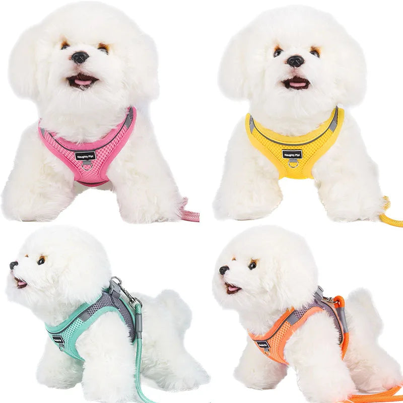 Arnés Ajustable con Correa para Perros Pequeños y Gatos – Reflectivo y Cómodo