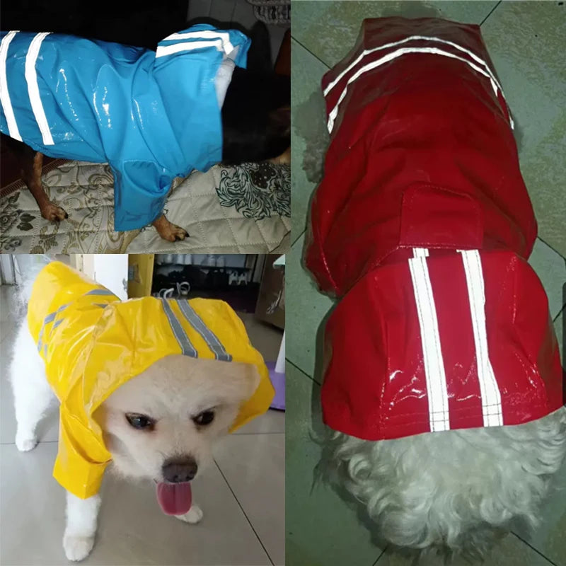 Dog Raincoat Pet Waterproof Clothes Reflective Puppy Raincoats Chihuahua Rainjacket Bulldog Cape Poncho Costume Dogs Rainwear