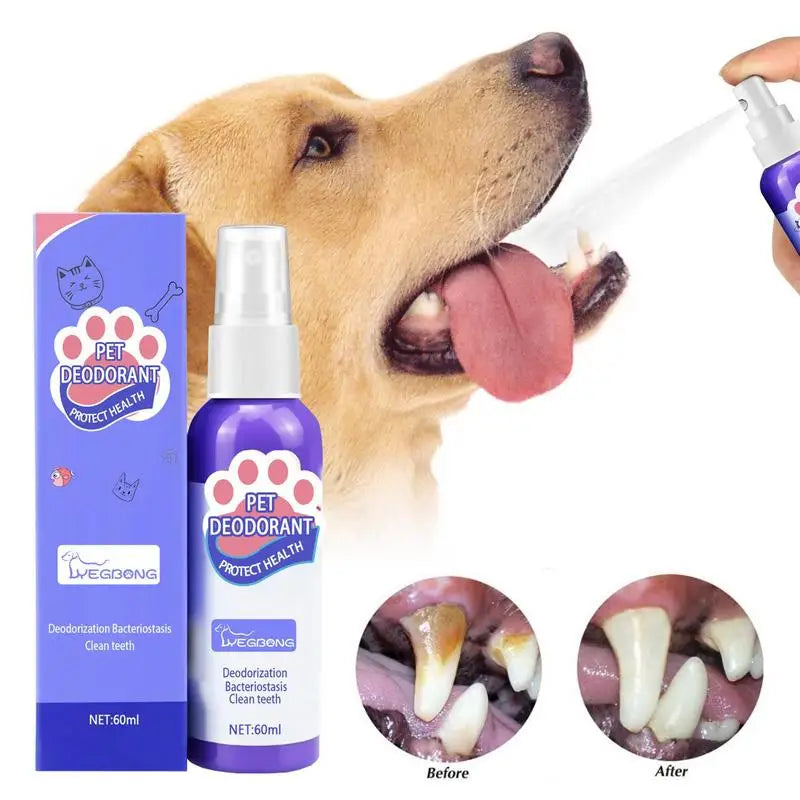 60ml Pet Oral Cleanse Spray Dogs Cats Mouth Fresh Teeth Clean Deodorant Prevent Calculus Remove Kitten Bad Breath Pet Supplies