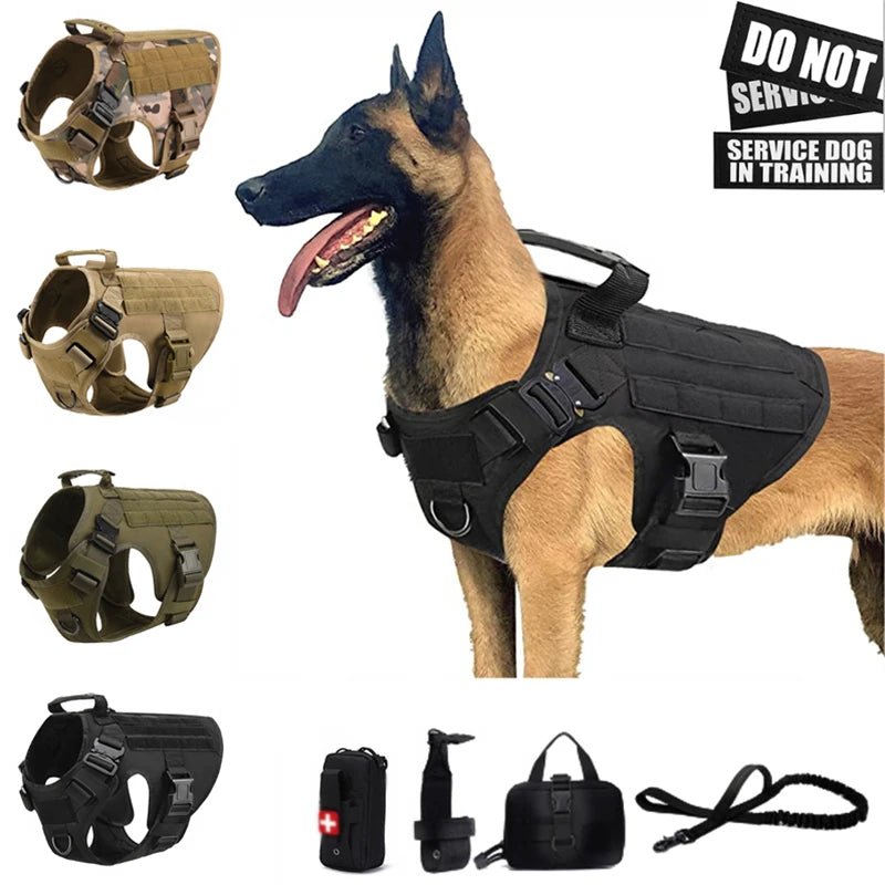 Arnés táctico militar para perros grandes – Set de entrenamiento con correa